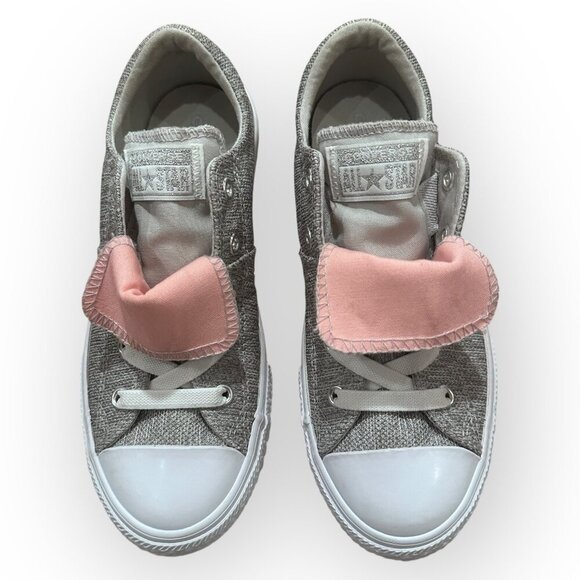 Converse Other - Converse All Star Maddie Slip Low Top Junior Sneakers Grey Pink Size Girls 3